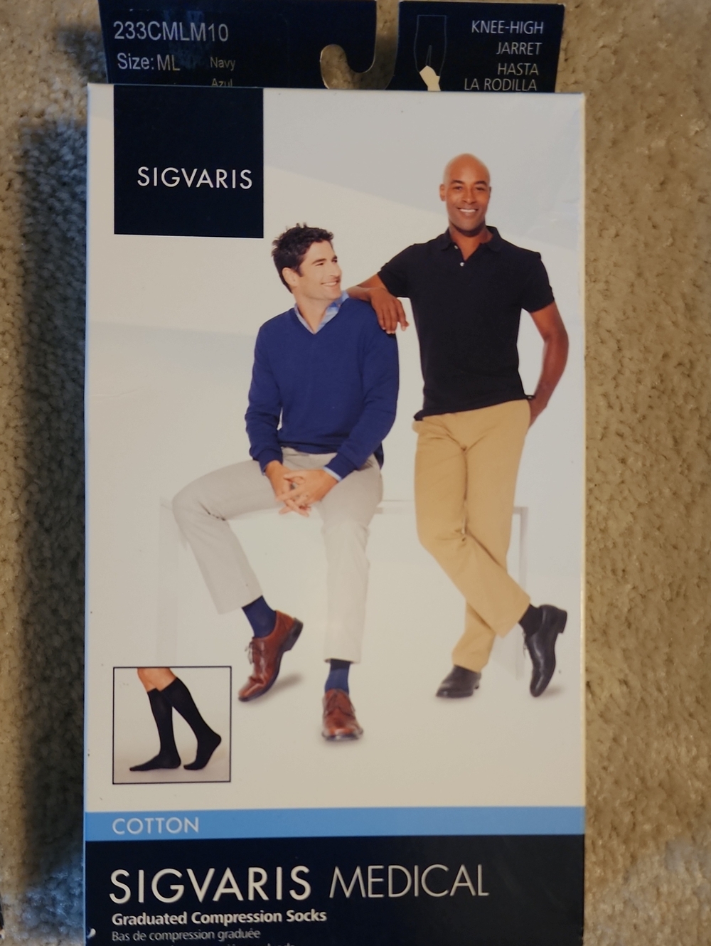SIGVARIS Men’s Navy Graduated Compression Knee-High Socks